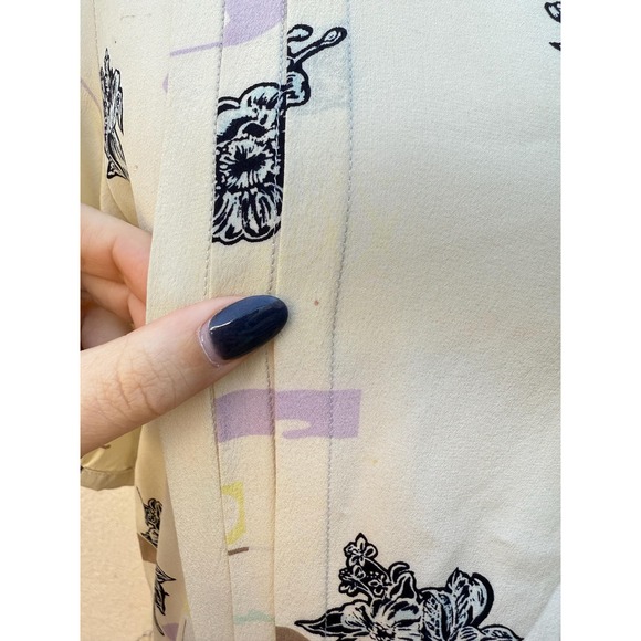 1970 Carlo Perrini Roma cream color abstract print short sleeve silk  dress - Picture 8 of 9